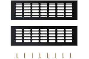 YQ YUE QIN 2 Piezas Rejilla de Ventilación,Rejilla de Ventilación Metalica Ventilación para Armarios Rejilla Aluminio,Negro（30 * 8 * 1.5cm）