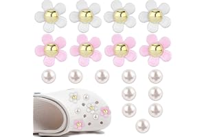 MSKS 18PCS Shoe Charms for Clog Pearl and Flower Cro charms for Women and Girls Birthday Party Gift Designer Shoe Decoration Chains with Cute Daisy Flower Decorative and DIY Shoe