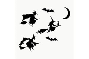 Autodomy Witches Moon Bats Stickers Pack 6 Units | Witch Car Sticker or Motorcycle | Witch Halloween Decoration (Black)