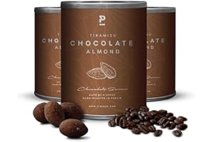 ‎P-STASH P-STASH Mandel Dunkle Schokolade Tiramisu, Edle Mandeln geröstet 3x60g, fettfreie Trommelröstung, Nussmischung mit einzigartigen Gewürzkombinationen, Premium Nuts made in Berlin