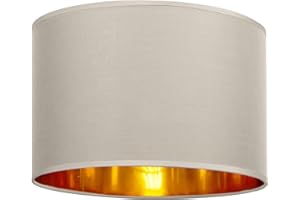 GIGGI Fabric Lamp Shades with Golden Inner Light Shade Ceiling – Modern Lampshades for Ceiling Lights, Lamp Shades for Table Lamps, Floor Lamps, Living Room, Bedroom, Home Décor (Beige, 14")