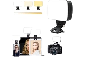 Wiederaufladbares Videokonferenz-Beleuchtungsset mit 1 Blitzschuh,Webcam-Beleuchtung mit 3 Lichtmodi und stufenloser/10-stufiger Dimmung,Zoom-Besprechungsbeleuchtung für Kamera,Computer-Live-Streaming