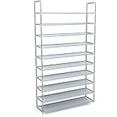 SONGMICS 10 Katlı Ayakkabı Rafı, 100x29x175 CM, Gri, LSR10G