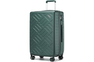 Supercase Koffer Trolley Mittelgroßer Hartschalenkoffer ABS+PC Reisekoffer Leicht Handgepäck mit 4 Rollen und TSA-Schloss Teleskopgriff Rollkoffer 64.5×42×25cm Dunkelgrün