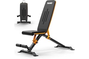 YAMO Foldable Weight Bench | Adjustable Workout Bench with 8 Backrest & 3 Seat Positions | Multifunctional Incline & Flat Bench for Home Gym | 300KG/660LB Capacity, Ergonomic Design, YW300