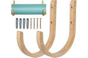 Väggstöd yogamatta skumrulle och krokar handduk (2 delar) - yogamatthållare hylla