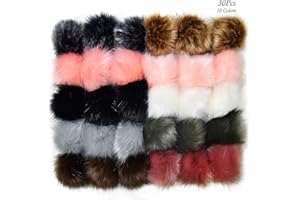 MERYSAN 30 Pezzi Palla Falso Pelliccia di Volpe Soffice Pompom con Elastico Anello, AUHOTA Rimovibile Lanuginoso Pom Pom in Finte Pelliccia per Maglieria Cappelli Scarpe Sciarpe Borsa Accessori (10Colors)