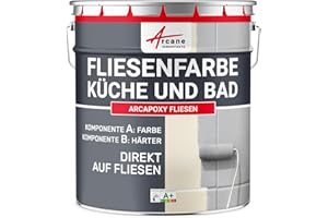 ARCANE INDUSTRIES FLIESENLACK : Fliesenfarbe für Küche und Badezimmer - Wandfliesen RAL 1019 - Beige Grau-1 kg (bis zu 10 m² in 2 schichten)