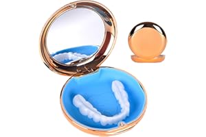 DIDATOOL Porta Apparecchio Denti, Custodia Apparecchio Denti Elettroplaccata con Specchio, Porta Bite Dentale Compatibile con Apparecchi Ortodontici Trasparenti, Paradenti (Giallo)