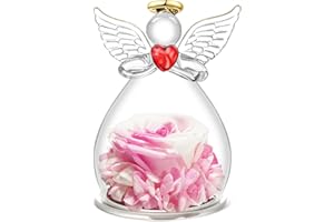 Qinqinxin Rosa Eterna Regalo Originale para Mujer, Regalo Cumpleaños Mujer, Flores Eternas con Figura Ángel Regalos para Mamá Abuela, Flores Preservadas Regalo Navidad de San Valentín Dia de la Madre