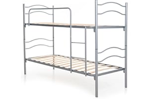 DOLCI SOGNI Letto a Castello per Adulti e Bambini Scomponibile in 2 Letti Singoli 80x190 cm, Altezza 150 cm, Colore Grigio, Letti a Castello con 2 Rete Letto Singolo 80x190 cm