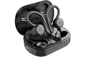 APEKX Sport Ergonomic Design Kopfhörer True Wireless Bluetooth 5.1 Sport-Ohrhörer, IPX7-wasserdichter Stereo-Sound, integrierte Mikrofon-Kopfhörer, Unterstützung für kabelloses Laden (Schwarz)