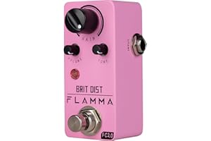 FLAMMA FC20 Brit Distortion Pédale de Distorsion Brittonique pour Guitare Électrique, Effet High Gain avec Contrôle de Fréquence Moyenne, True Bypass