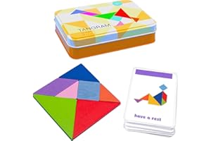 CANRNYACBZ Tangram Bambini, Gioco Tangrams in Legno Colorati, Puzzle di Forme Geometriche, Rompicapo Giochi da Viaggio, Giocattolo Educativo Regalini Fine Festa Gadget Compleanno Regalo per Bambini dai 3 Anni