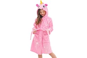 Ceruwum Peignoir Licorne pour Filles Robes de Chambre en Molleton Doux avec Capuche