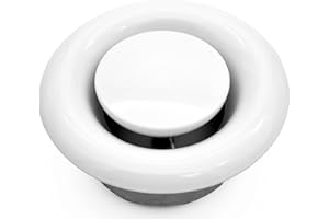 H&C VENT Adjustable Disc Valve – Round Steel Cover & Ventilation with Adjustable Diffuser – Ventilation Pipe Valve & Ventilation Grille Exhaust Pipe (Exhaust Air I Metal I White, Diameter 100 mm)