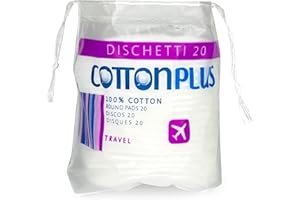 COTTONPLUS Cotton Plus - Discos desmaquillantes para la limpieza facial suaves y resistentes, 20 unidades