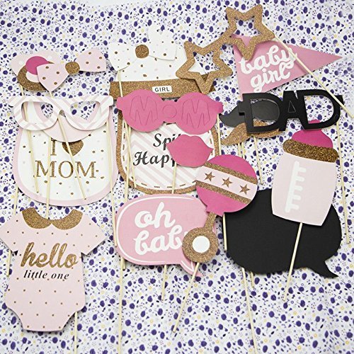 Veewon 20 Stück Fotorequisiten Babydusche Baby Shower Party Baby Flaschen Masken Photo Booth Props Neugeborene Dame Girl Partydekoration - 2