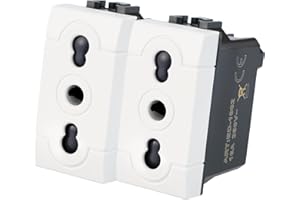 VOLTIX 2 PEZZI Presa Bipasso Bivalente 2P+T 10/16A Prese Elettriche da Muro Compatibile con Bticino Living Light e Living International BIANCO (2)