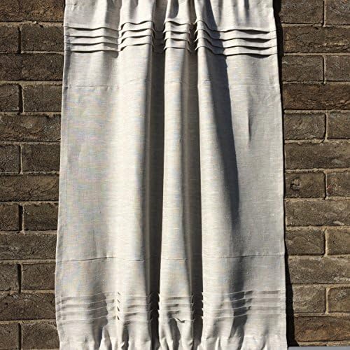 Flax 100% Linen Door Panel White Natural Grey, Privacy Curtain, Sidelights, Glass Cabinet Curtain