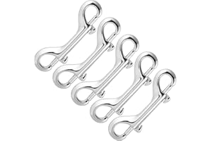 Nifocc Mosquetón doble de acero inoxidable con cierre para correa de perro, montañismo, escalada, camping familiar, al aire libre, plata brillante, 90 mm, 5 unidades
