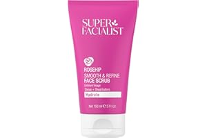 Super Facialist Rosehip Hydrate, Brighten & Refine Face Scrub - Delicate Cleanser & Exfoliator with Shea Butter & Cucumber Oil for Sensitive Skin, Gentle Face Care, Vegan Friendly, 150ml