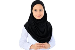 Prien Ready to Wear Hijab For Girls, Soft Viscose One Piece Muslim Scarf For Kids, Instant Islamic Clothing For Women, Head Cover for Ramadan, Eid, Prayer