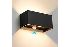 VIIIVA 24W Aussenlampe mit Bewegungsmelder, IP66 3000K 2000LM Warmweiß Wandleuchte Außen/Innen, Einstellbarer Lichtstrahl Wandlampe, Led Aussenleuchte für Treppen, Wohnzimmer, Garten, Schwarz