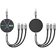 MonkETail Multi Retractable 3.0A Fast Charger Cord, Multiple Charging Cable 3Ft/1M 3-In-1 Usb Charge Cord Compatible With Phone/Type C/Micro Usb For All Android And Ios Smartphones (RET-USB-2)