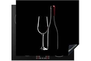 KitchenYeah© Copri Piano Induzione 60x52 cm Cucina Coprifornelli Copertura Protezione Cottura Tutto per la Cucina Vino - Nero - Vetro