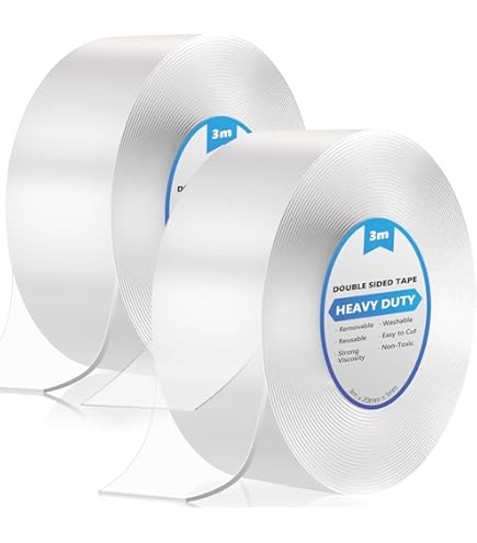 Taiyeestar Dubbelzijdig plakband, extra sterk, transparant, 40 mm breed, verwijderbaar, niet-markerend, dubbelzijdige transparante nano-tape, voor tapijt, fotowand, keuken, thuis, 2 mm dik