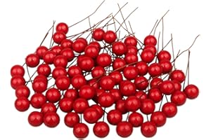 JANGOSTOR 200 PZ Frutti Rossi Di Natale Bacca rossa di Natale artificiale Bacca di agrifoglio artificiale per la decorazione della casa della festa nuziale della ghirlanda di Natale dell'albero di Natale