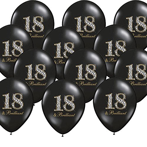 12 palloncini 18. Compleanno, nero brillante, decorazione per feste - Kleenes Traumhandel®