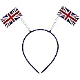 Union Jack Flag Party Boppers Blue Satin Headband - Kings Coronation Fancy Dress