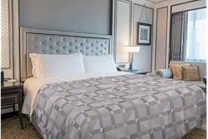 Il Gruppone Passione Casa Copriletto Estivo Made in Italy 100% Cotone Coperta Leggera Piquet Singolo Matrimoniale Piazza e Mezza - Geometrico Beige - 2 Piazze