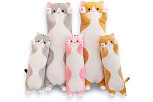 Bobomon Kot, przytulanka kot, długa poduszka, ogromna poduszka XXL, Kawaii, duża, pluszowa zabawka, poduszka do spania na boku, kot plushie (pomarańczowy, 110 cm)