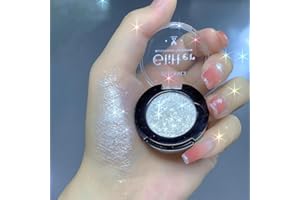 Afflano Fard à Paupières Blanc Scintillant, Fard à Paupières Blanc Très Pigmenté Maquillage des Yeux, Eyeshadow Holographique Longue Durée et Maquillage Surligneur Illuminateur des Yeux Blancs, 1A