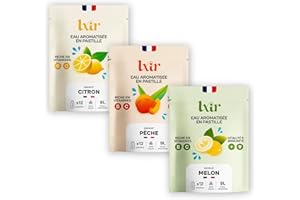 LXIR DRINK - Acqua aromatizzata in pastiglia senza zucchero - Bevanda multivitaminica - Ricca di vitamine C e B - Idratazione quotidiana - Bellezza della pelle - Limone/Pesca/Melone