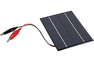 FOLGTEK Panel Solar de 2 W 12 V batería para Bricolaje Cargador Solar + Clip de Tigre, Cargar baterías al Aire Libre y Productos electrónicos con bajo Consumo de energía