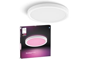 Philips Hue Devote Smart LED Panel Light, White and Color Ambiance, Round 30cm, 16.6W, 2000 Lumens, White Frame for Indoor Home Lighting, Ceiling, Living Room, Kitchen, Hallway, 1 Pack, S