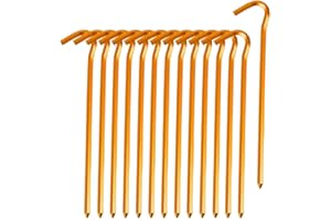 VILIYDUO Piquetas de Metal para Tienda de 16 Piezas, Piquetas de Aluminio, Clavijas para Campaña, Ganchos Camping de Metal para Jardín, Viajes, Pesca (Dorado)