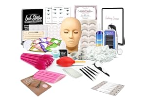 TWOWIN Kit d'extension de cils, kit de tête de mannequin de cils professionnel avec colle d'entraînement, faux cils, kit de cils pour extensions de cils débutants, maquillage d'entraînement et greffe de cils
