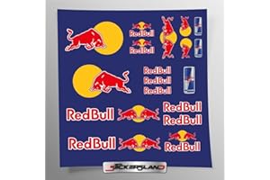 Stickersland® - Kit de adhesivos compatibles con casco Red Bull Patrocinador | Vinilo adhesivo fácil aplicación impresión UV | Stickersland® (Bordino Azul)