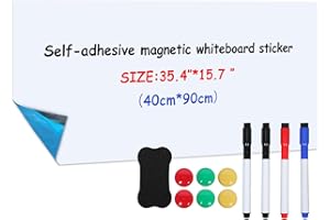 RMIVEGLIA Tableau Blanc Magnétique Autocollant 40×90cm, Tableau Blanc Effaçable Mural avec Nouvelle Technologie Antitache, Tableau Magnétique Mural, Idéal pour Enfants, École, Bureau et Maison.