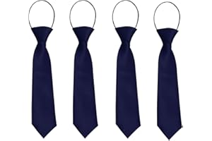 FUIPVGI 4 Pcs Pre-Tied Kids Necktie, Boys' Elastic School Tie, Kids Adjustable Necktie With Loop, Boys Girls Formal Tie for Graduation School Uniforms Weddings Celebration Parties (Navy blue)