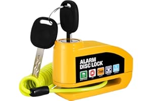 Vemfay Blocca Disco Allarme Sonoro 110DB, Serratura Motocicletta di Alta Sicurezza con Cavo di Richiamo 1,2m per Freni