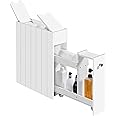 Yaheetech Slim Bathroom Floor Cabinet, Narrow & Compact Bathroom Organizer with Drawer & Slide Out Shelf, Freestanding Storage Unit on Wheels, White