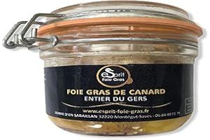 Esprit Foie Gras - Foie gras de canard entier du Gers - 180 grs - Conserverie familiale du Gers - Pour 4 personnes - Médaille d'argent 2023 au concours général agricole de Paris - Canard élevé et transformé dans le Gers - Terroir et gastronomie du Sud-Ouest