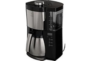 Melitta Macchina da caffè con filtro Look V Timer 1025-18 con caraffa termica e funzione timer, 1080, serbatoio acqua rimovibile e programma anticalcare, 1,25 litri, nera