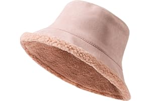 YAMEE Chapeau de Seau Réversible Femme Décontracté Chaud,Chapeau Bob Femme élégant Mode Douce Suède,Casquette Peche Femme Hiver Peluche,Chapeau de Soleil,Bonnet d'hiver Unisexe pour Voyage Plage